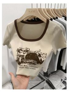 Summer Women T Shirt Girls Overized Tshirt Woman Cloths Tops Cotton Print Tshirt Kvinnlig SHORT SLEVE SPRING TEE SEXY Y2K TOP 240426