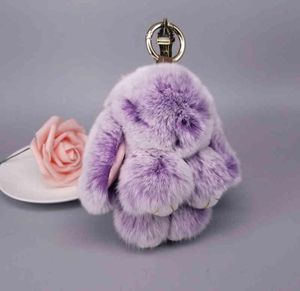 Mini Rabbit Keychain Rabbit Fur Pompom nyckelkedjor Kvinnor Väskor Dekorativa Pendant Car Keys Accessories Baby Plush Toys Y03066049982
