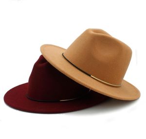 Wełna mody kobiety outback fedora czapka na zimową jesień eleganckie eleganckie floppy cloche szerokie brzegi jazzowe rozmiar 5658cm K40 D181030061370896