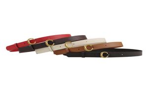 Woman Belts Fashion Women Smooth Buckle Belt Cowhide Unisex Man Womens Belts Black White Brown Red Khaki Color4413762