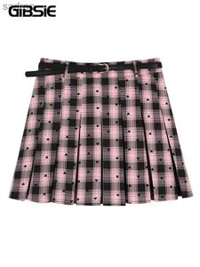 Saias Gibsie Plus Tamanho Novo Mini -saia plissada para mulheres 2023 Autumn Coreano Preparativo Estilo retro Retro Limpa de cintura alta y2k saia curta xw