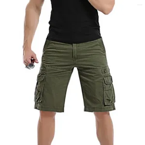 Herren -Shorts Sommer Strand Arbeitskleidung im Freien Sport lässig Ladung Langes Hosen Solid Farbe Capris männliche Muti Taschen Vielseitige Hose