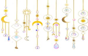 Decorative Crystal Wind Chime Moon Sun Catcher Diamond Prisms Pendant Dream Catcher Rainbow Chaser Hanging Drop Home Garden Decor 2203689
