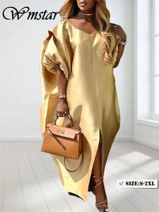 Sukienka WMSTAR dla kobiet odzież Solidna luźna sukienka maxi moda letnia afryka stroje s-2xl hurtowa kropla 240415