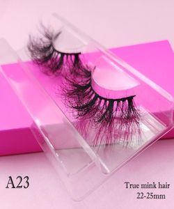 25mm fransar Hela 3D Real Mink Hair Eyelash Custom Packaging Label Makeup Dramatisk lång fluffig ögonfrans6570119