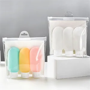 Bottiglie di stoccaggio 3pcs/set da viaggio bottiglia ricaricabile shampoo portatile gel di doccia silicone trasparente smerigliato sub-bottling