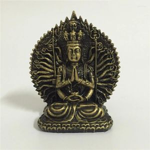 Decorative Figurines Chinese FengShui Thousand-hand Guan Yin Buddha Statue Resin Carving Kwan Sculpture Home Decoration