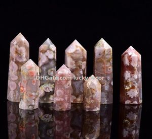 10pc Natural Madagascar Snowflake Cherry Blossom Flower Agate Tower Point Colonna Quarzo Crystal Healing Sakura Wand Obelisk 4225451