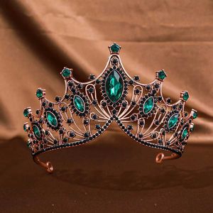 Tiaras 8 färger barock vintage stor kristall tiara kvinnor bröllop flickor födelsedagsfest punk modeklänning krona hår tillbehör