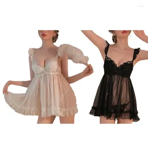 Kadınlar İçin Kadınlar için Placow Garetim iç çamaşırı Floral Dantel Babydoll Chemise Jasises Seksi Egzotik Nightgowns Straps Nightes Sheer Mach