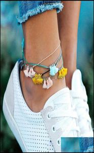 Jewelry Anklets Color Tassel Anklet Aalloy Bead Wax Line Weave Waterproof Drop Delivery 2021 76Vqd7786753