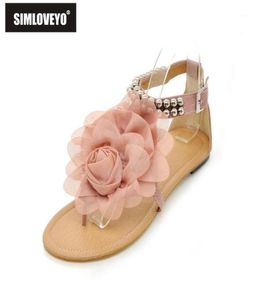 Grande taglia 3443 sandali per donne boemia in rilievo con tacchi piatti di fiori estivi infradito da donna039s scarpe tstraps sandals11845778