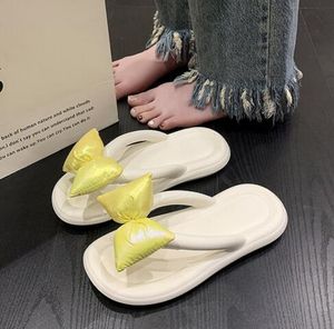 Summer Girl Heart Flip Flop Girl Summer Internet Celebrity Bow Clip Sandals Beach Beach Anti Slip Bottom Beach Shoes