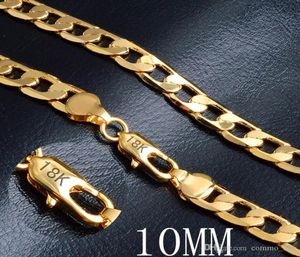Moda 10 mm 18K złote łańcuchy platowane mężczyzn H Hiphop 20 -calowe naszyjniki łańcuchowe figaro dla kobiet Hip Hop Jewelry Akcesoria Prezent Sal7310946