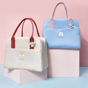 Storage Bags Cute Animal Aluminum Foil Thickened Lunch Box Bag Insulation Portable Large-capacity Oil-proof Macaron Color