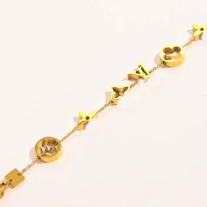 Letter Bangle Fashion Designer Classic Bracelets L series for Women 18K Gold Plated Stainless steel Crystal Flower Beads Lovers Gift Wristband Cuff Chain Jewelry