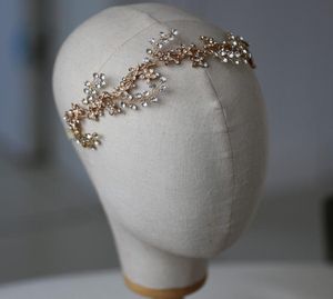 SLBRIDLE HANDMADE GOLDEN WIRED RHIENESTONE Crystal Wedding Headband 신부 머리 액세서리 신부 들러리 여성 Jewelry6967786