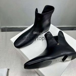 The Row boots Shoes Black TR sheepskin ankle Fashion Simple booties Designer Boots Factory Shoes for women 35-40
