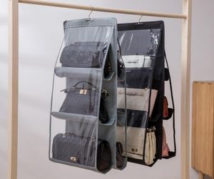 6 Pocket Foldable Hanging Bag 3 Layers Folding Shelf Bag Purse Handbag Organizer Door Sundry Pocket Hanger Storage Closet Hanger3248513