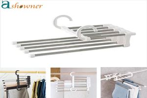 Hangers Racks Multifunktional 5 in 1 Hosenlagerstange Verstellbare Hosenkleiderschrankkleiderzerirzer Edelstahl Kleidung H9810368