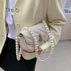 Umhängetaschen V-Line Crossbody Bag für Frauen 2024 Mode Sack eine Haupthandtaschen und Geldbörsen mit Perlengriff