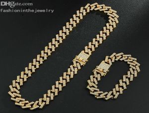 Lyxkedjor män halsband designer smycken mode guld silver halsband och armband set för kvinnor blingfactory hiphop ised out2903528