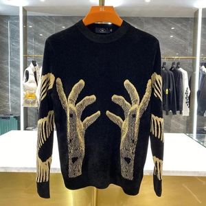 Suéteres masculinos vestuário goleto de gola hippie pullovers pretos suéter malha colar de colarinho redondo estilo coreano quente elegante maletria diversão velha