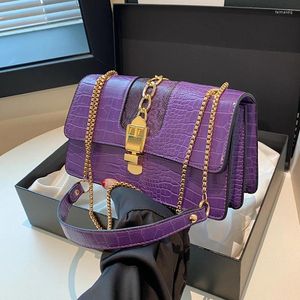 Drawstring 2024 Shoulder Bag Chain Messenger Women Fashion Handbag Small Purse Crocodile Pattern PU Leather Crossbody Bags