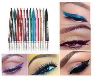 Ögonmakeup set eyeliner penna vattentäta skönhetsögonfoder läpp pinnar ögon kosmetika 12 färger7633007