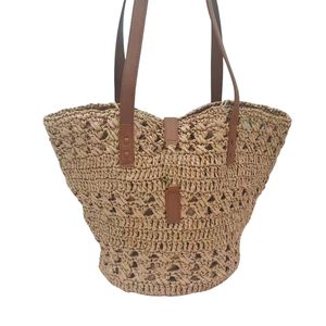 Bolsa de praia Casual Rattan de grande capacidade Totes Designer Wicker tecida Mulheres Bolsas de verão Mesh Mesh Mesh Hollo