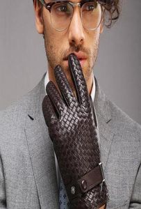 Fashion Gloves For Men New Highend Weave Genuine Leathersolid Wrist Sheepskin Glove Man sqcqKp dh20101962408