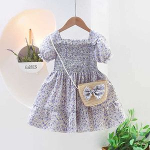 Девушка платья 2pcs/set Summer Girls Dress 2023 Детское платье с цветочным платьем платья