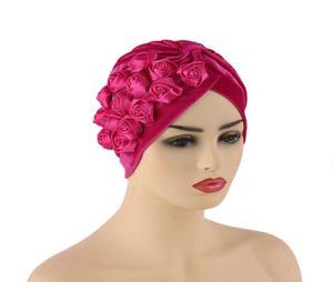 Ed Turban Caps for Women Rose Flower Headscarf Bonnet Muslim Under Hijab Cap Indian African Hat Turbante Mujer6426871