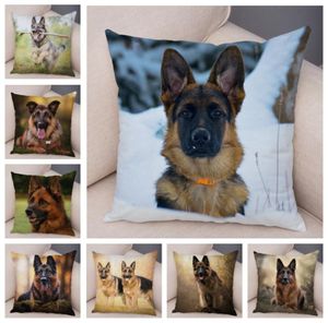 Deutsche Schäferhund -Hundekissen -Hülle Deckung Dekor Haustierkissen Cover für Sofa Haus Super weicher kurzes Plüschkissenbezug 4545 cm5962411