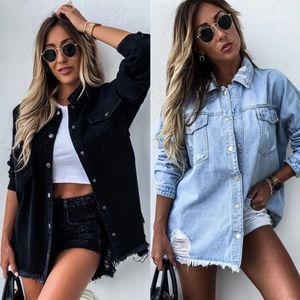 Denim Coat Women Cotton Spring Autumn Ropa Cardigan Jeans Vintage Punk Gothic Bomber Jacket Windbreaker Y2k Jackets Korean 240423