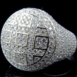 Bandringar Milangirl Round Ring Mens Iced Cubic Zircon Jewelry RS Mens J240429