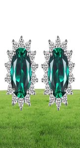 JewelryPalace Kate Middleton Simulated Green Emerald 925 Sterling Silver Stud Earrings Princess Gemstone Crown Earring 2110096982177