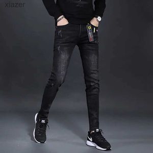 Men's Jeans Korea Version Mens Noble Black Jeans High Quality Slim Stretch Jeans Light Luxury Casual Jeans Sexy Street Jeans; WX