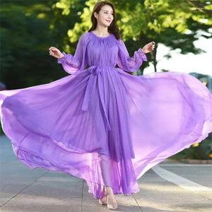 Casual Dresses 2024 Maxi Dress Women's Sundress Abaya Dubai Chiffon Muslim African Turkey Islam Kaftan Robe Long Vestidos