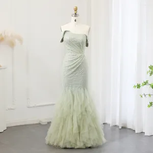 Party Dresses Chic Sequined aftonklänning för kvinnor 2024 Fashion Strapless Ruched Floor Length Mermaid Prom Gowns Wedding Wedding