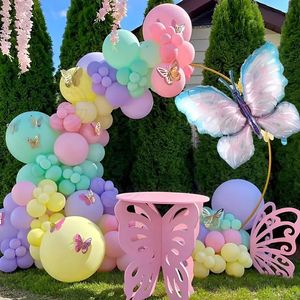 139Pcs Butterfly Balloon Garland Arch Kit with Fairy Wings Butterfly Foil Ball for Girls Birthday Party Wedding Baby Shower 240429