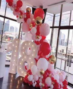 123pcs Balões de chá de bebê Garland Kit Rosa Vermelho Branco Branco de Casamento Party Global Decoration Supplies X4125519