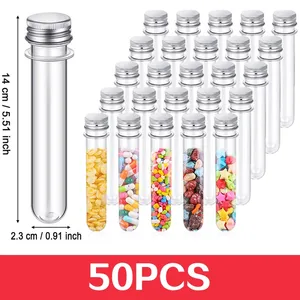 50 st 40 ml plastprovrör tydliga och transparenta godisförvaringsbehållare med skruvlock