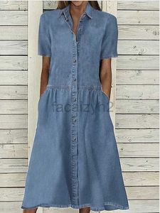 Basic Casual Dresses Designer Dress spring/summer shirt collar casual denim short sleeved dress