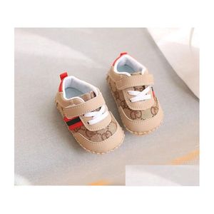 Первые Walkers Neworn Print Sneakers повседневная обувь мягкая подошва Prewalker младенец детские спортивные детские дизайнерские дизайнерские капля доставка для беременных dhbbk