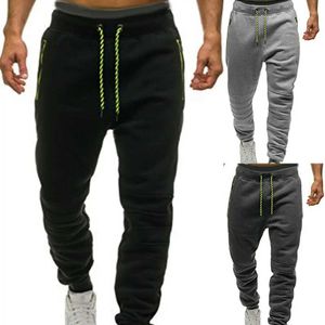 Men's Pants Mens sports pants zippered pockets drawstring joggers multi pocket fitness enthusiasts casual hip-hop joggers J240429