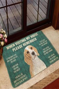 CLOOCL Vänligen kom ihåg Beagles Dog House Rules Custom Doormat Decor 3D Print Animal Floor Door Mat Nonslip Drop 2206077040877