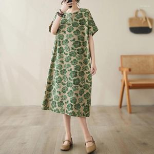 Party Dresses Thin Light Cotton Print Floral Prairie Chic Vintage Summer Dress Women Holiday Outdoor Travel Style Beach Casual Oversize