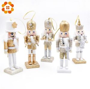 5pcs Creative ручной Щелкунчики Puppet Desktop Gistop Distop Decor Decor Wood Рождественские украшения рисовать грецкие солдаты