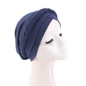 Feanie/crânio Caps Novas mulheres mulheres tranças de trança Turbano Hijab Lenço Hijab Africano Cabeça envolve os gorros do capô de cabeceira do capacete árabe islâmico D240429